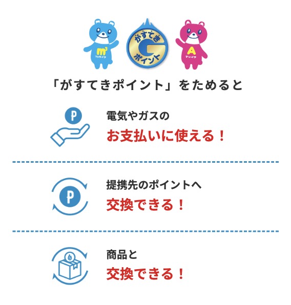 東邦ガスの電気「がすてきポイント」の利用用途